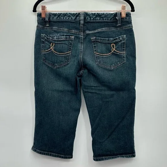 LOFT Dark Wash Contrast Stitching Bermuda Shorts Size 2 - Picture 2 of 3